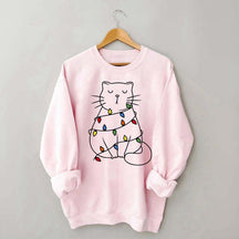 Cute Cat Christmas Light Sweatshirt