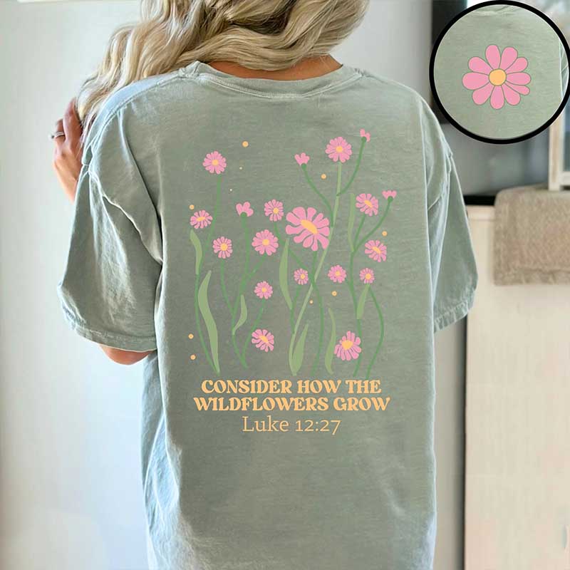 Retro Flower Luke 12:27 Cute T-Shirt