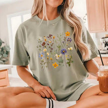 Vintage Pressed  Orange Flowers T-Shirt
