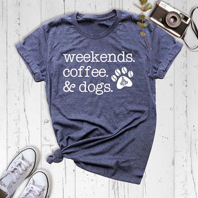Weekends Coffee and Dogs Paw T-Shirt