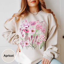 Pink Wildflower Garden Botanical Sweatshirt