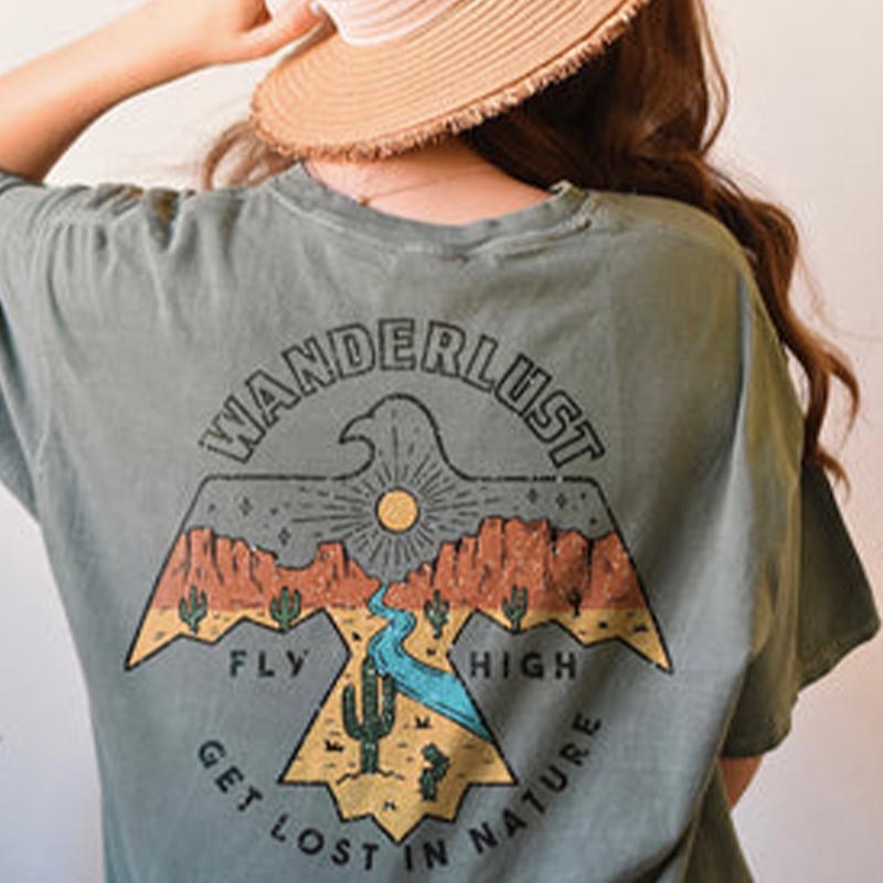 Wanderlust Tee Chemise Hippie Oiseau Gratuit