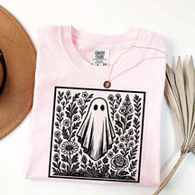 Vintage Wildflowers Graphic With Ghost T-Shirt