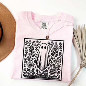 Vintage Wildflowers Graphic With Ghost T-Shirt