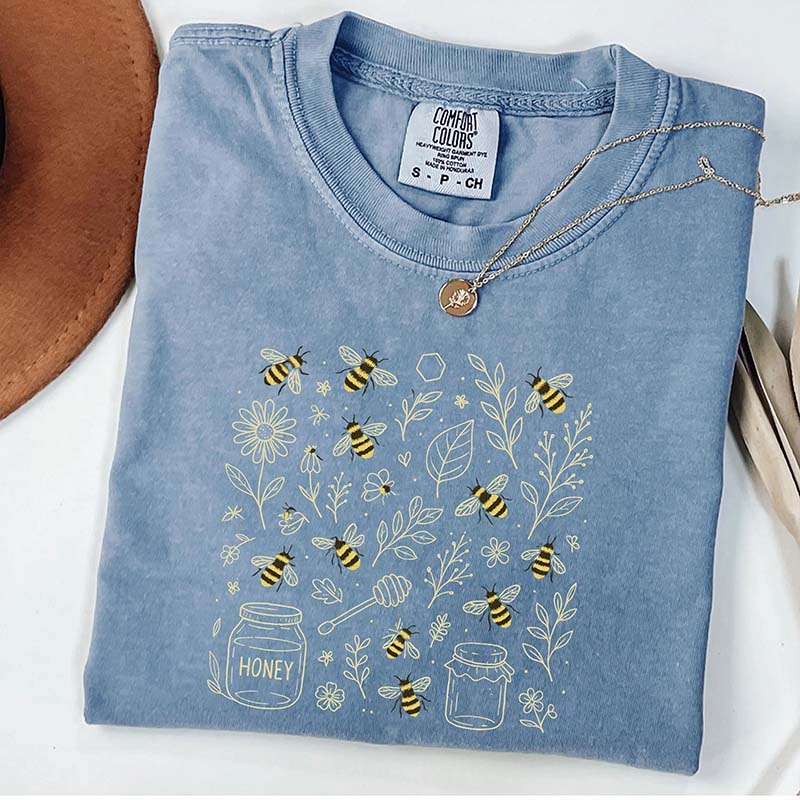 Vintage Bee Botanical Honeycomb T-Shirt