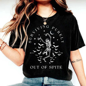 Surviving Purely Out Of Spite Skeleton Bat T-Shirt