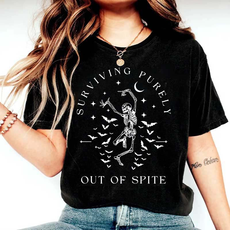 Surviving Purely Out Of Spite Skeleton Bat T-Shirt