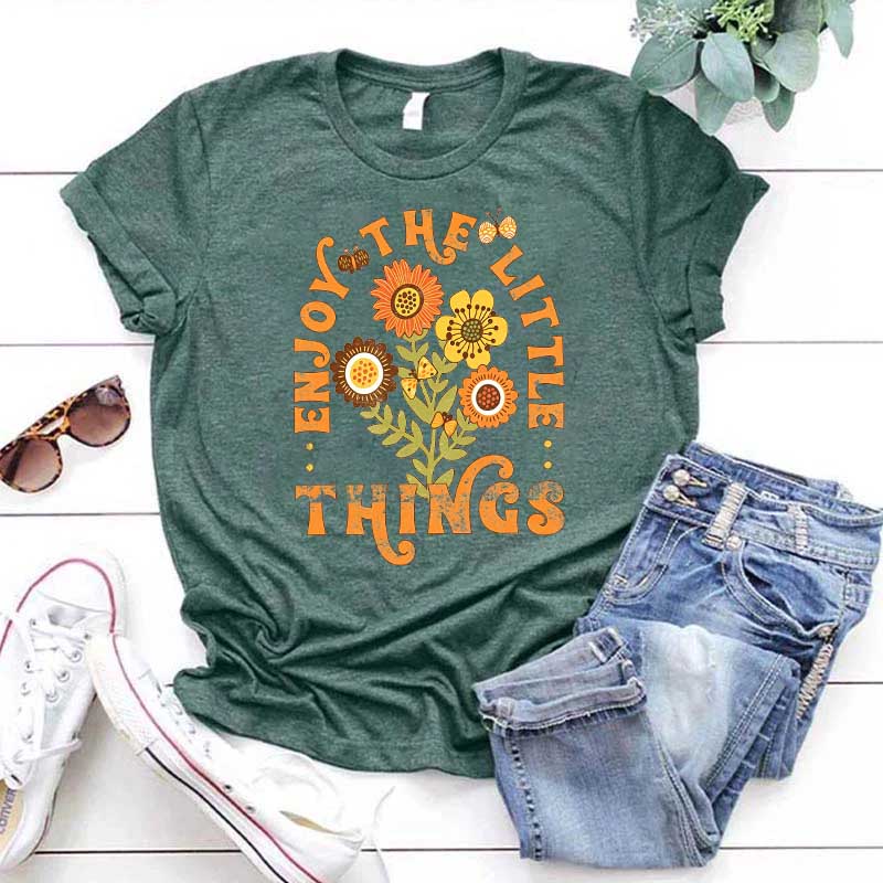 Enjoy The Little Things Orange Flower T-Shirt
