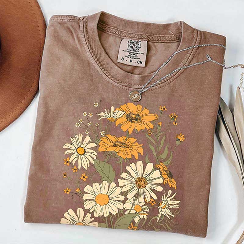 Boho Wildflowers Aesthetic Oversized Daisy T-Shirt