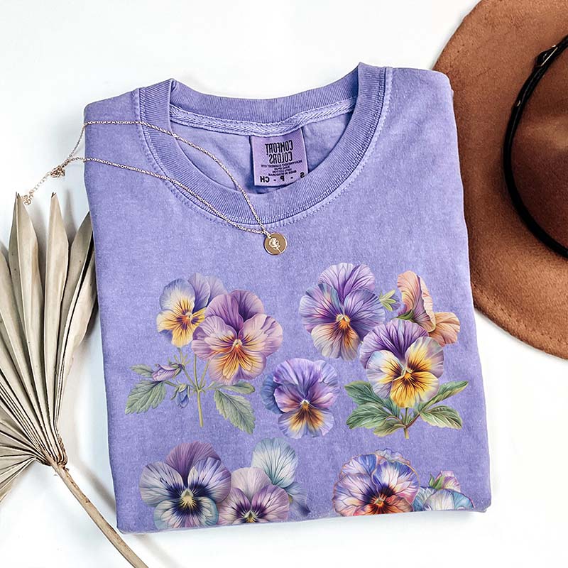 Vintage Pansies Flower Bouquet T-Shirt