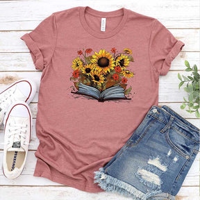 Reading Lover Sunflowers Book T-Shirt