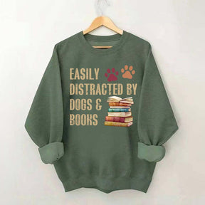 Easily Distracted By Dogs And Books Sweatshirt