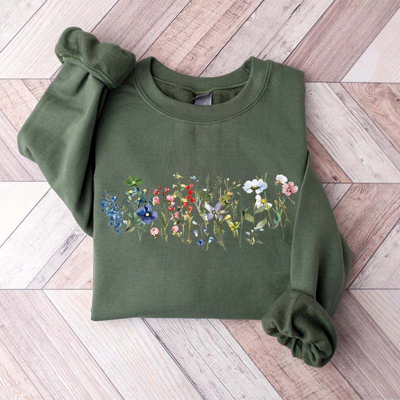 Cottagecore Spring Floral Graphic Sweatshirt