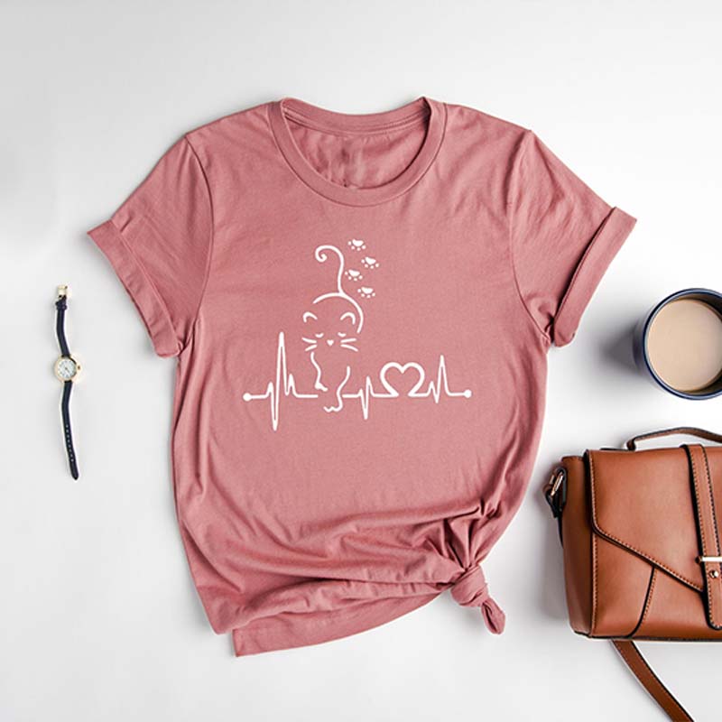 Cat Heartbeat Fur Mama T-Shirt