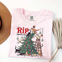 RIP Christmas Tree Comfort Colors Meowy T-Shirt