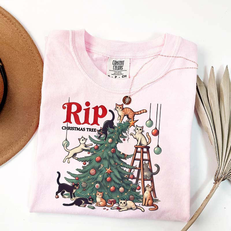 RIP Christmas Tree Comfort Colors Meowy T-Shirt