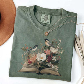 Minimalist Bookish Book Flowers T-Shirt