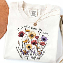 It is Well Within My Soul Floral Religious T-Shirt