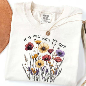 It is Well Within My Soul Floral Religious T-Shirt