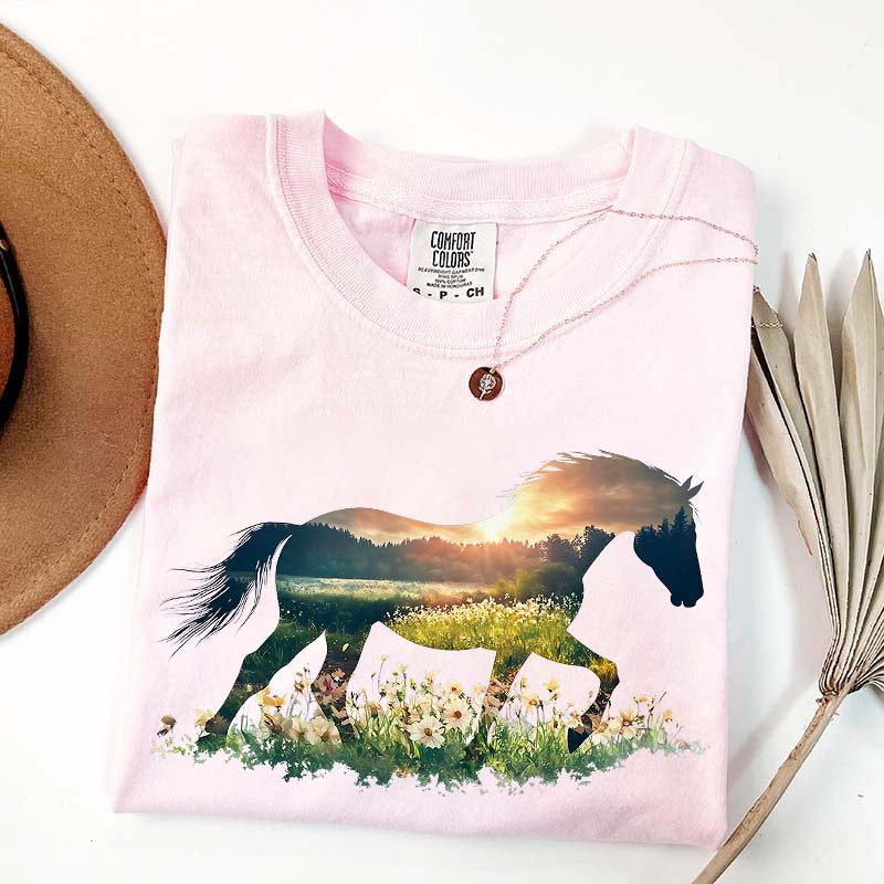 Comfort Colors Floral Horse Lover Cute T-Shirt