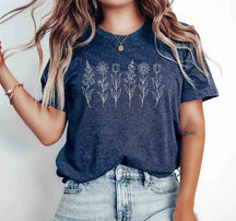 NO WORDS Subtle Anti Boho Botanical Flower T-Shirt
