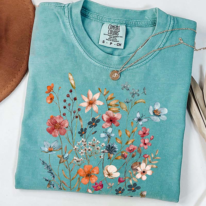 Comfort Color Floral Wildflower Graphic T-Shirt