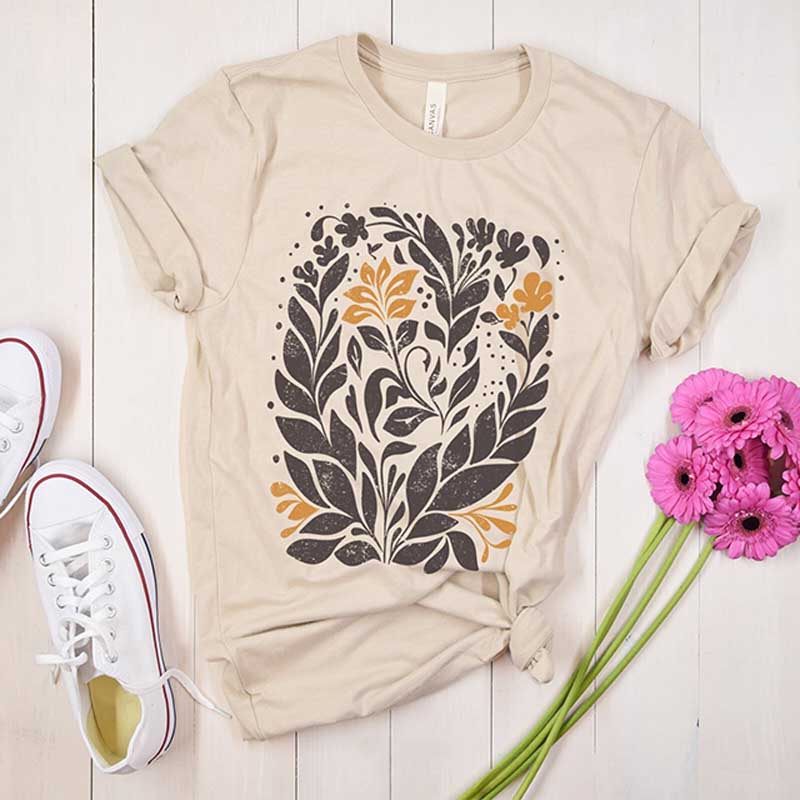 Boho Chic Graphic Groovy Floral T-Shirt