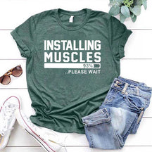 Humorous Gym Installing Muscles T-Shirt