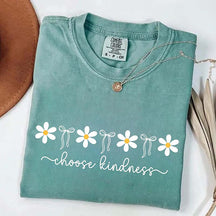 Choose Kindness Daisies Bow Be Kind Teacher T-Shirt