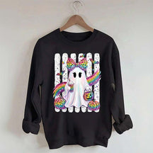 Preppy Ghost Coquette Leopard Girly Sweatshirt