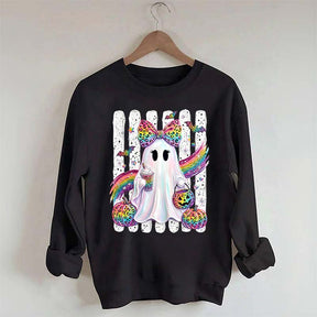 Preppy Ghost Coquette Leopard Girly Sweatshirt