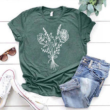 Retro Minimalist Flower Bouquet T-Shirt