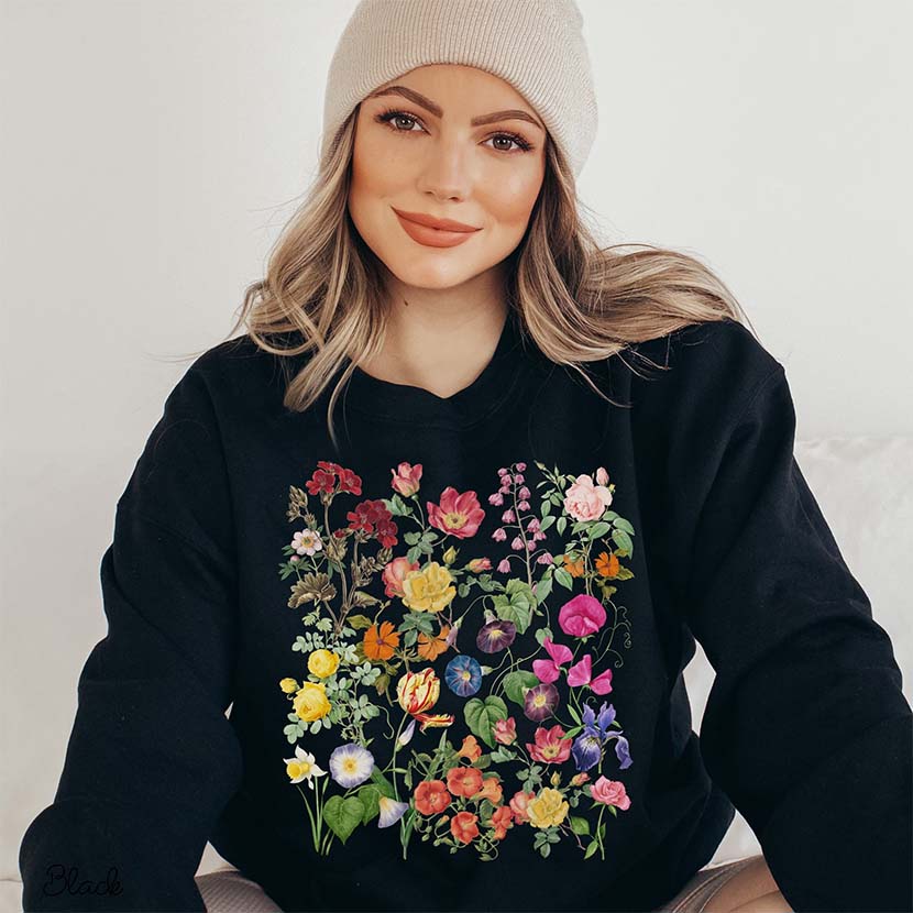 Cottagecore Comfort Colors Vintage Flowers Sweatshirt
