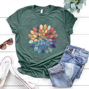 Floral Mandala Yoga Leaves T-Shirt