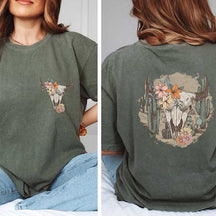 Vintage Cow Skull Western Music T-Shirt