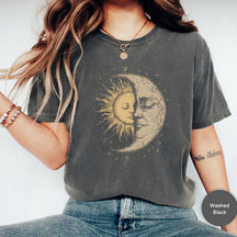 Hippie Mystical Sun And Moon Face T-Shirt