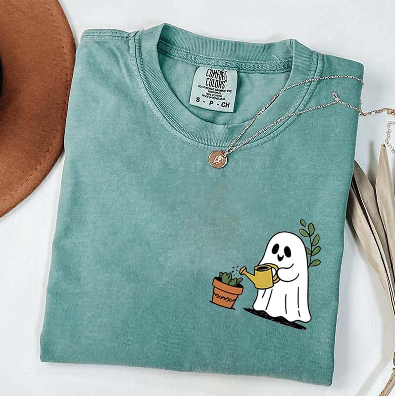 Halloween Pocket Ghost Plant T-Shirt