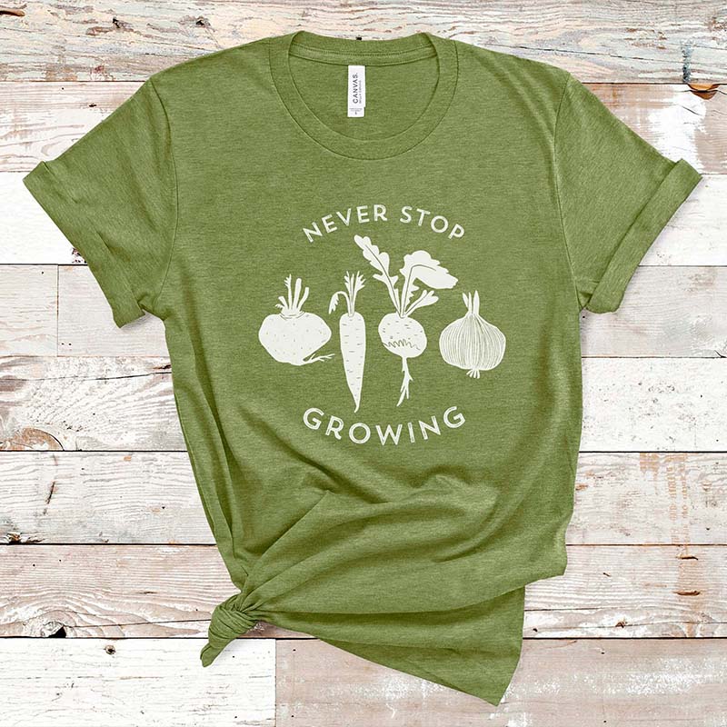 Never Stop Growing Vegetable Garden T-Shirt