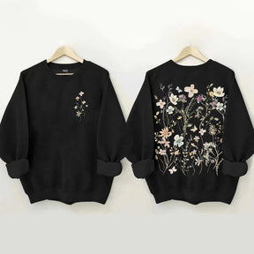 Vintage Sweatshirt mit gepressten Blumen