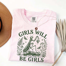 Girls Will Be Girls Praying Mantis Botanical T-Shirt