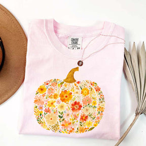 Flowers Pumpkin Comfort Colors T-Shirt