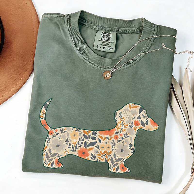 Comfort Colors Floral Dachshund T-Shirt