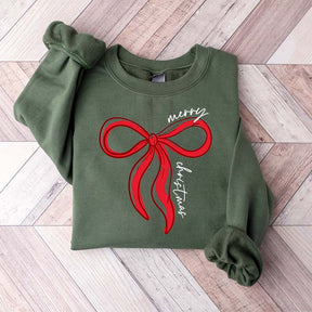 Merry Christmas Bow Winter Sweatshirt