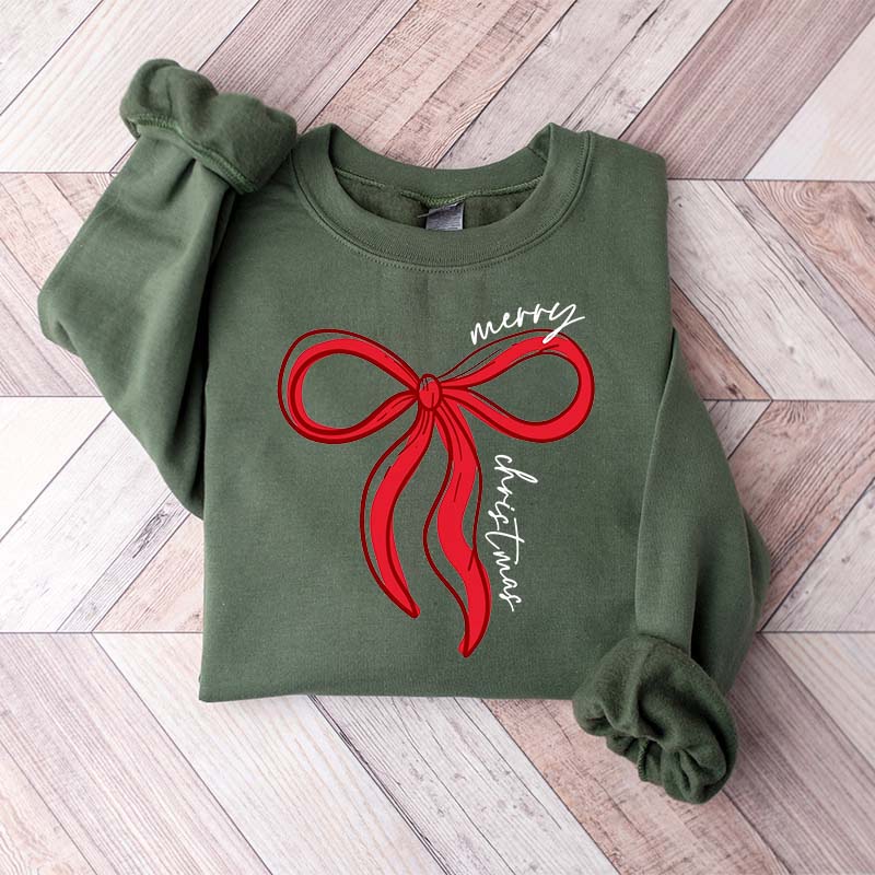 Merry Christmas Bow Winter Sweatshirt
