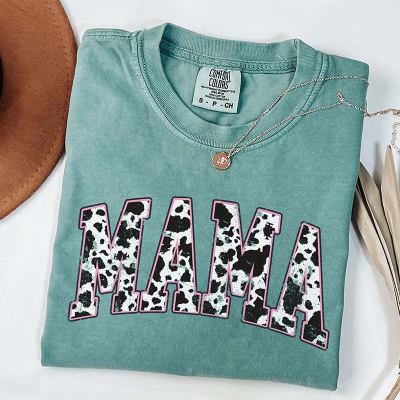 Retro Mama Pink Cow Western T-shirt