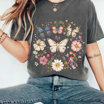 Cottagecore Butterfly Boho Sunflowers T-Shirt