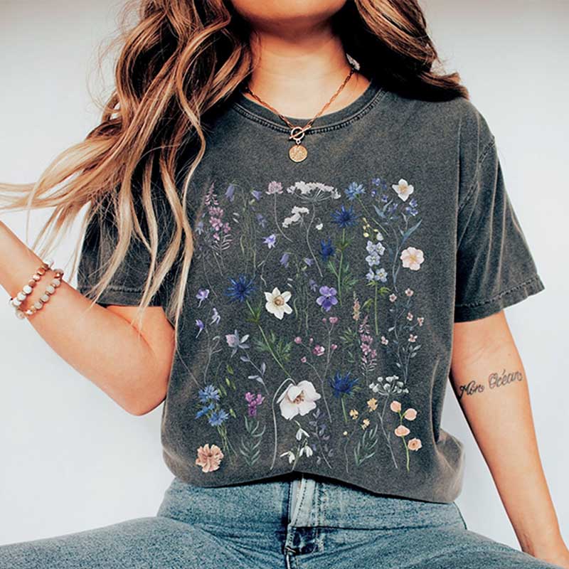 Comfort Colors Botanical WildFlowers Wildlife T-Shirt