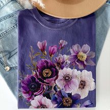 Botanical Purple Floral Anemones T-Shirt