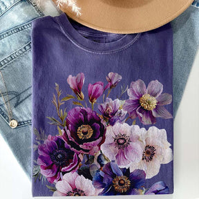 Botanical Purple Floral Anemones T-Shirt