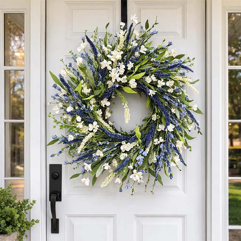 Blue White Spring Wreath